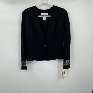 Lois Snyder Womens Blazer 10 Business Casual Black Long Sleeves Sequins Vintage